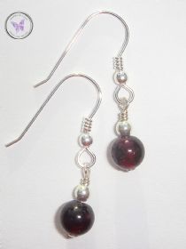 January Birthstone Garnet & Silver Earrings